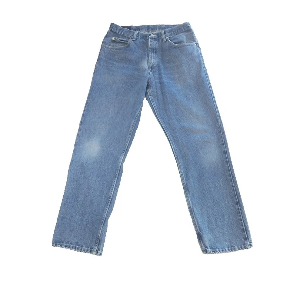 Mens Medium Wash Straight Leg Denim Jeans 100% Cotton 32x31 976T1DR